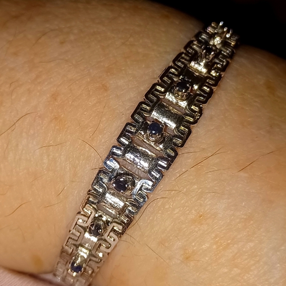 Sleek 835 silver and sapphire tennis bracelet 1970s